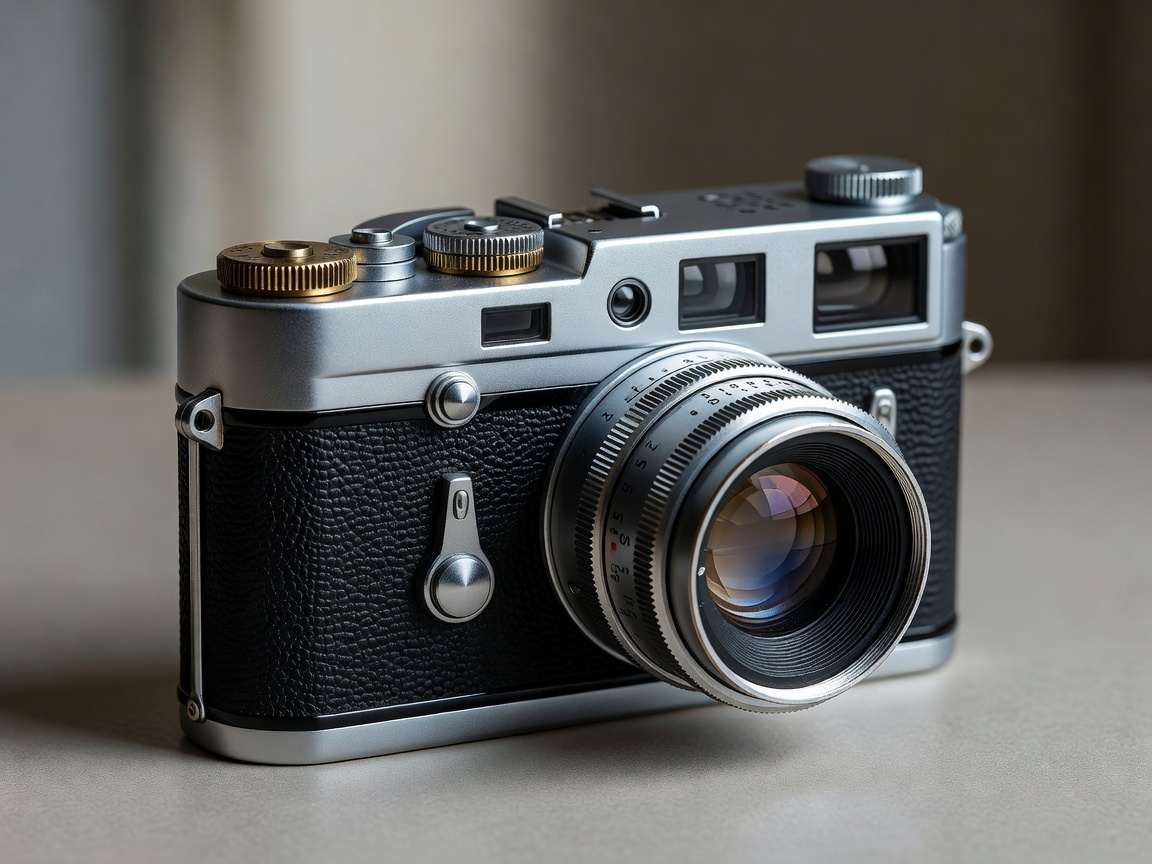 Mechanical rangefinder camera closeup