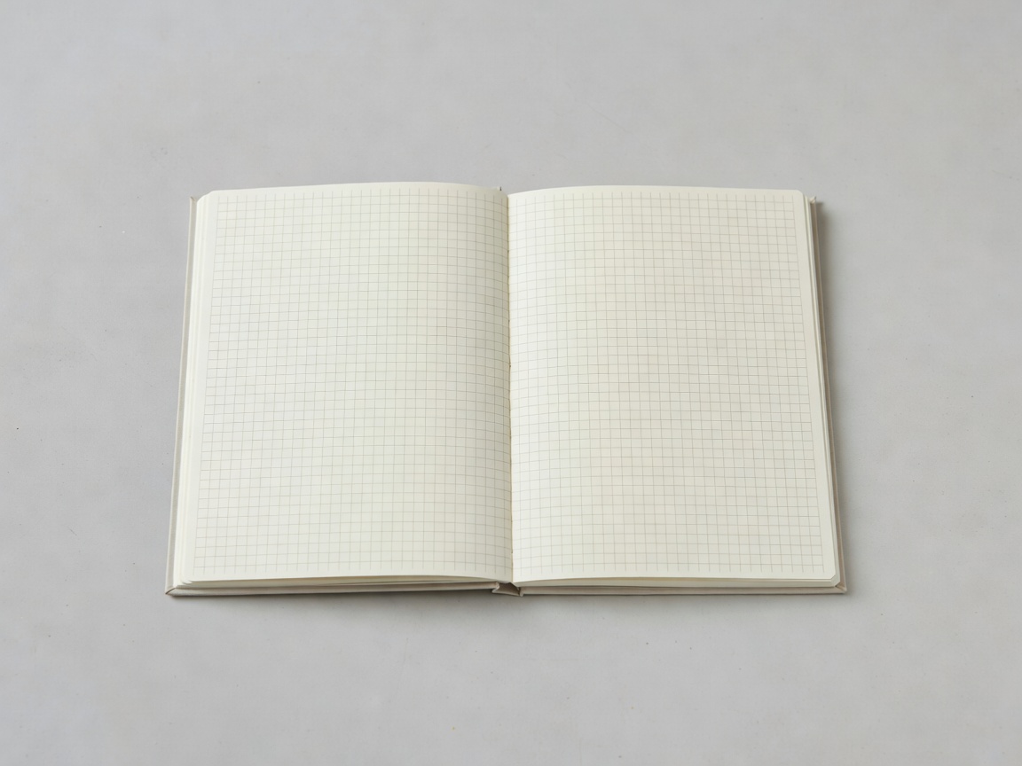 Minimalist notebook with minimalist cream grid paper