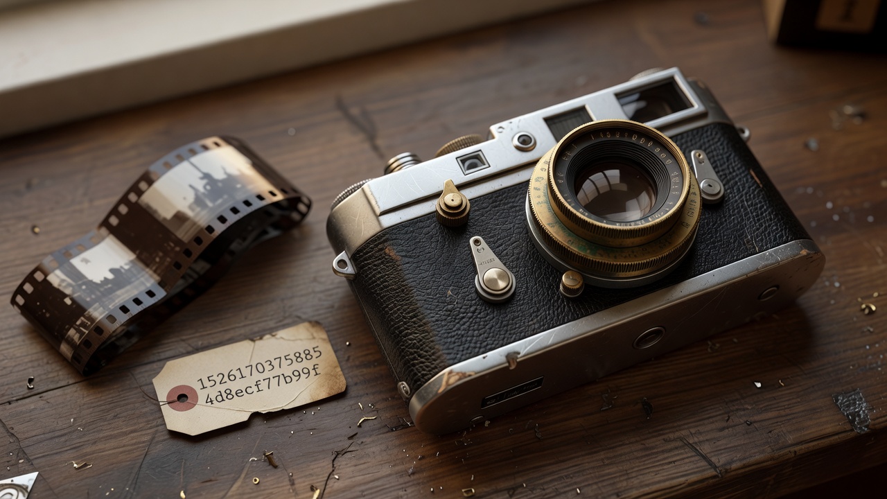 Vintage 35mm camera with brass aperture controls